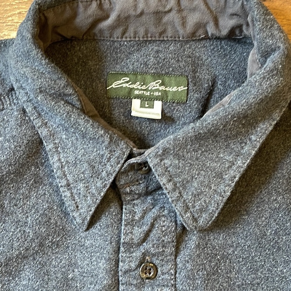 Eddie Bauer Cotton Gray Button Up Shirt Mens‎ Large - Picture 2 of 7